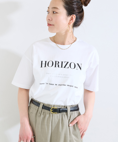 B.C STOCK(ベーセーストック)の「手洗い可 / 天竺プリントTEE(Tシャツ/カットソー・レディース・ピンク/ブラウン/ホワイト/ネイビー・FREE)」の2枚目の写真