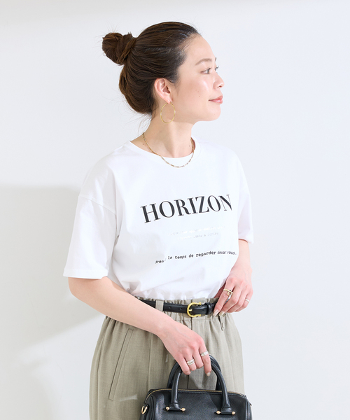 B.C STOCK(ベーセーストック)の「手洗い可 / 天竺プリントTEE(Tシャツ/カットソー・レディース・ピンク/ブラウン/ホワイト/ネイビー・FREE)」の8枚目の写真