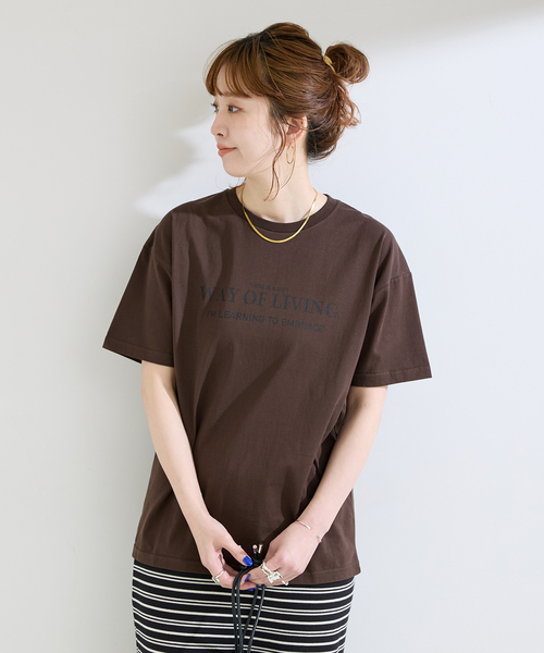 B.C STOCK(ベーセーストック)の「手洗い可 / 天竺プリントTEE(Tシャツ/カットソー・レディース・ピンク/ブラウン/ホワイト/ネイビー・FREE)」の14枚目の写真