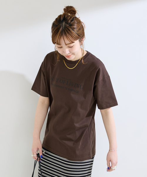 B.C STOCK(ベーセーストック)の「手洗い可 / 天竺プリントTEE(Tシャツ/カットソー・レディース・ピンク/ブラウン/ホワイト/ネイビー・FREE)」の15枚目の写真