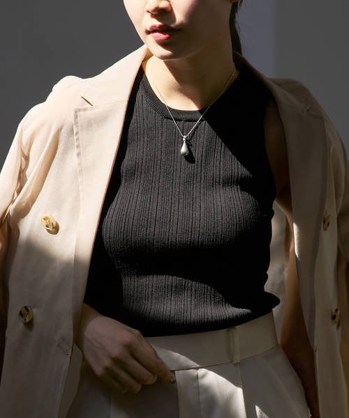 ADAWAS(アダワズ)の「《NOBLE別注》【洗える】ADAWAS/アダワズ RANDOM RIB TANK TOP(タンクトップ・レディース・ブラック/モカ・FREE)」の1枚目の写真