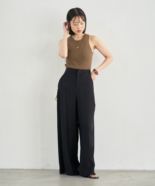 ADAWAS(アダワズ)の「《NOBLE別注》【洗える】ADAWAS/アダワズ RANDOM RIB TANK TOP(タンクトップ・レディース・ブラック/モカ・FREE)」の12枚目の写真