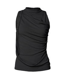 Draped Sleeveless Top (FL-135_Black)