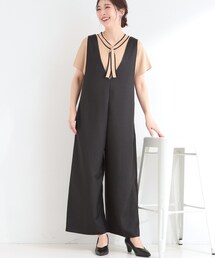 SHOO・LA・RUE | 【洗濯後しわになりにくい/S-LL】ゆったりらくちんきれい見え　シンプルだから使いやすい 大人のオールインワン(サロペット/オーバーオール)