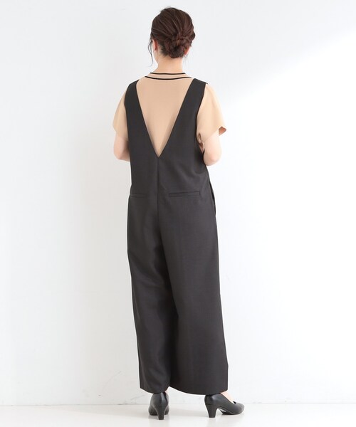 SHOO・LA・RUE(シューラルー)の「【洗濯後しわになりにくい/S-LL】ゆったりらくちんきれい見え シンプルだから使いやすい 大人のオールインワン(サロペット/オーバーオール・レディース・ベージュ/ブラック/グレー・01/02/03/04)」の10枚目の写真