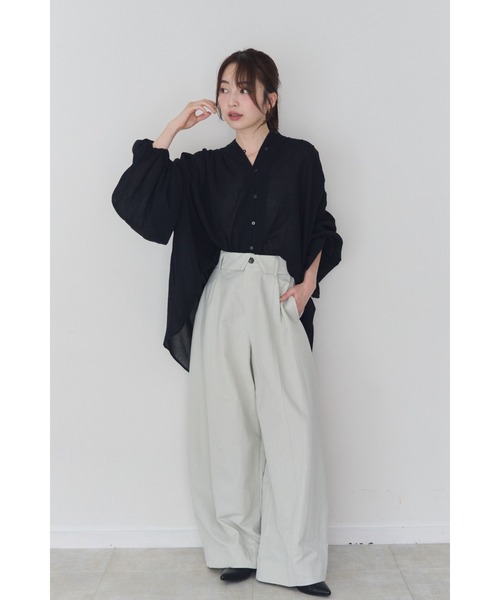 FMiBL(ファミル)の「ターンバックウエストワイドパンツ(その他パンツ・レディース・アイボリー/チャコールグレー/ベージュ・SMALL/MEDIUM)」の8枚目の写真