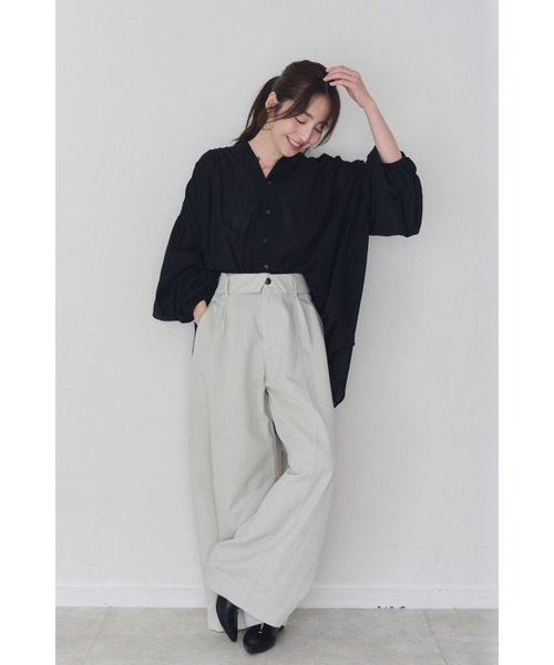 FMiBL(ファミル)の「ターンバックウエストワイドパンツ(その他パンツ・レディース・アイボリー/チャコールグレー/ベージュ・SMALL/MEDIUM)」の9枚目の写真