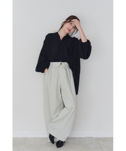 FMiBL(ファミル)の「ターンバックウエストワイドパンツ(その他パンツ・レディース・アイボリー/チャコールグレー/ベージュ・SMALL/MEDIUM)」の10枚目の写真