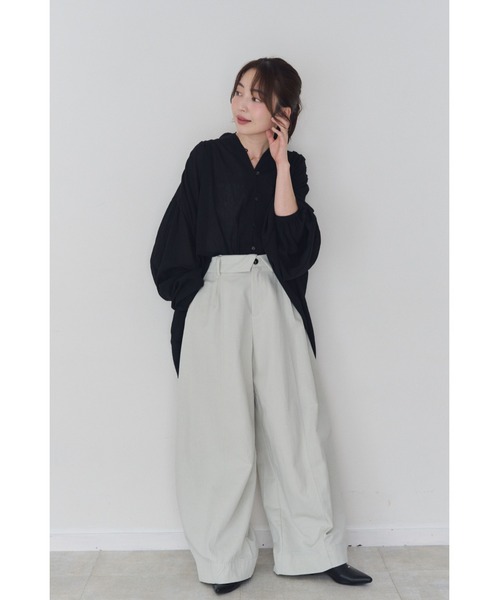 FMiBL(ファミル)の「ターンバックウエストワイドパンツ(その他パンツ・レディース・アイボリー/チャコールグレー/ベージュ・SMALL/MEDIUM)」の12枚目の写真