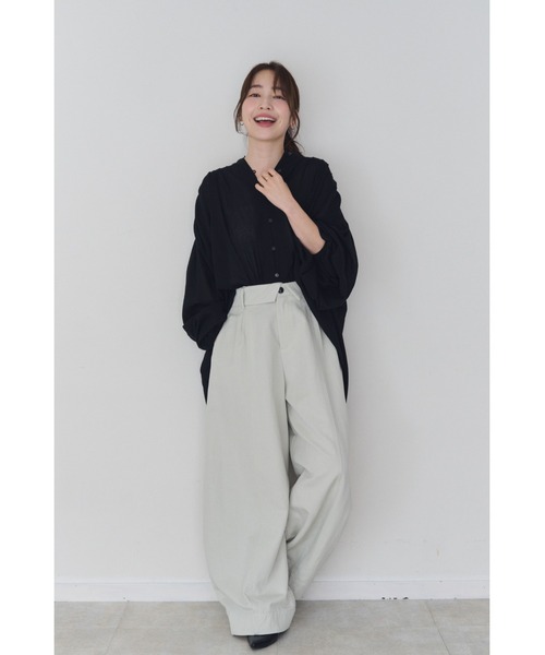 FMiBL(ファミル)の「ターンバックウエストワイドパンツ(その他パンツ・レディース・アイボリー/チャコールグレー/ベージュ・SMALL/MEDIUM)」の13枚目の写真