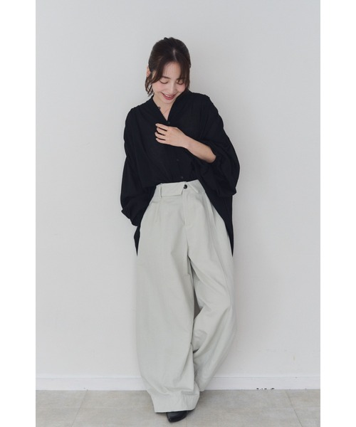 FMiBL(ファミル)の「ターンバックウエストワイドパンツ(その他パンツ・レディース・アイボリー/チャコールグレー/ベージュ・SMALL/MEDIUM)」の14枚目の写真