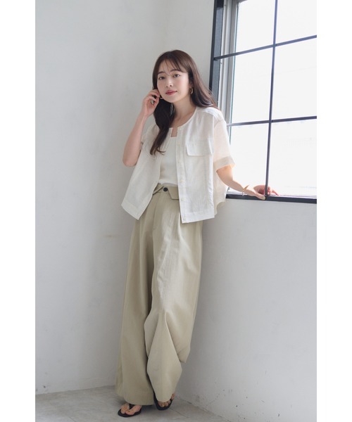 FMiBL(ファミル)の「ターンバックウエストワイドパンツ(その他パンツ・レディース・アイボリー/チャコールグレー/ベージュ・SMALL/MEDIUM)」の16枚目の写真