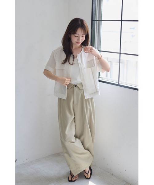 FMiBL(ファミル)の「ターンバックウエストワイドパンツ(その他パンツ・レディース・アイボリー/チャコールグレー/ベージュ・SMALL/MEDIUM)」の20枚目の写真