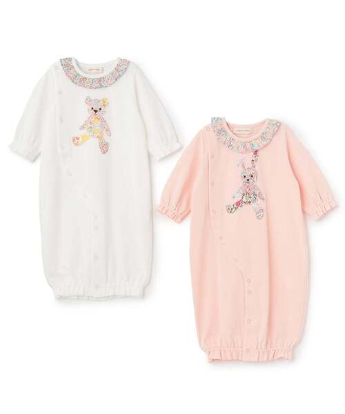 sense of wonder(センスオブワンダー)の「リバティウサクマアップリケ2WAYオール(ロンパース・キッズ・ホワイト系/ピンク・50-70cm)」の11枚目の写真