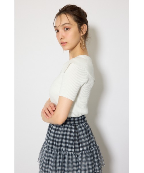 rienda（リエンダ）の「BIGカラーニットトップス春服 夏服 サマーニット（ニット/セーター・レディース・ホワイト/ブラウン/ブラック/ライトピンク・FREE）」の15枚目の写真