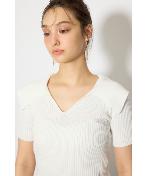 rienda（リエンダ）の「BIGカラーニットトップス春服 夏服 サマーニット（ニット/セーター・レディース・ホワイト/ブラウン/ブラック/ライトピンク・FREE）」の19枚目の写真