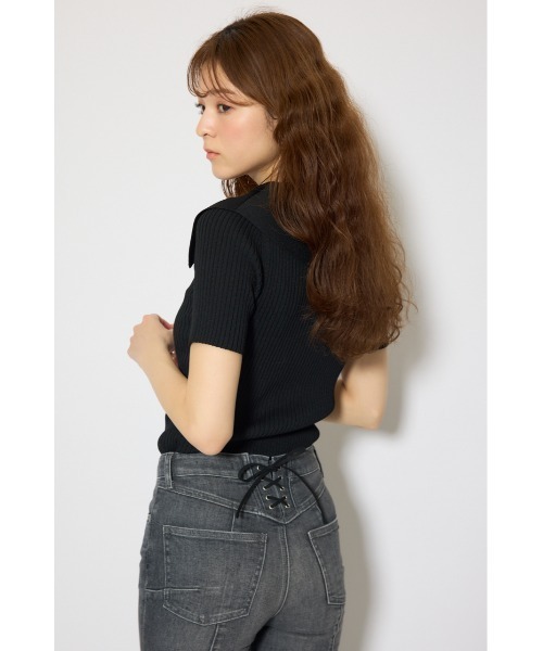 rienda（リエンダ）の「BIGカラーニットトップス春服 夏服 サマーニット（ニット/セーター・レディース・ホワイト/ブラウン/ブラック/ライトピンク・FREE）」の9枚目の写真
