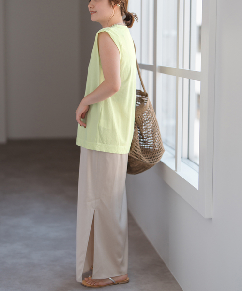 Spick & Span(スピックアンドスパン)の「《新色有り / 追加》ATON/エイトン FRESCA SINGLE JERSEY TANK TOP(タンクトップ・レディース・ホワイト/イエロー/ベージュ/スカイブルー・38)」の22枚目の写真
