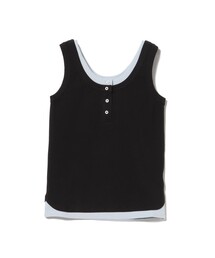 レイヤード風 ヘンリーネック タンクトップ