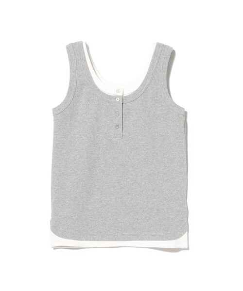 BEAMS HEART(ビームスハート)の「レイヤード風 ヘンリーネック タンクトップ(Tシャツ/カットソー・レディース・ダークブラウン/ライトグレー/ブラック・FREE)」の8枚目の写真