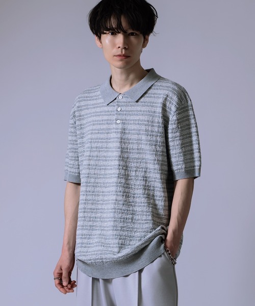 improves（インプローブス）の「ジャガード ボーダー ポロシャツ（ポロシャツ・メンズ・グレー/ブラック・LARGE/MEDIUM）」の2枚目の写真