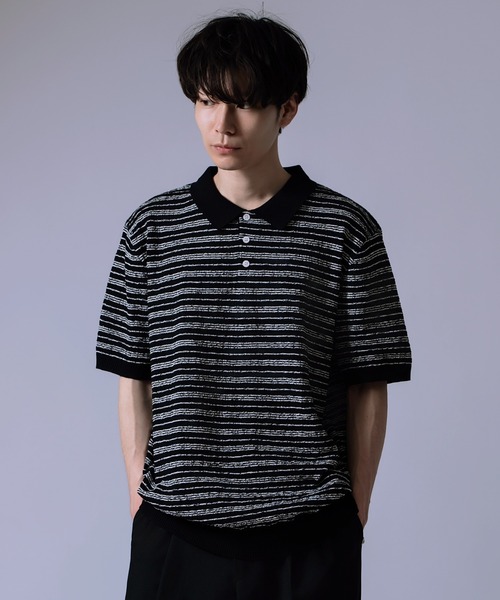 improves（インプローブス）の「ジャガード ボーダー ポロシャツ（ポロシャツ・メンズ・グレー/ブラック・LARGE/MEDIUM）」の3枚目の写真