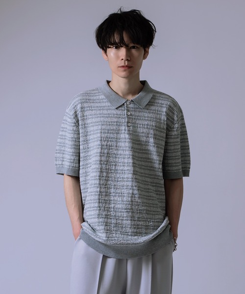 improves（インプローブス）の「ジャガード ボーダー ポロシャツ（ポロシャツ・メンズ・グレー/ブラック・LARGE/MEDIUM）」の7枚目の写真