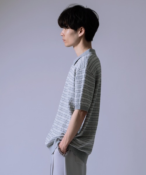 improves（インプローブス）の「ジャガード ボーダー ポロシャツ（ポロシャツ・メンズ・グレー/ブラック・LARGE/MEDIUM）」の8枚目の写真
