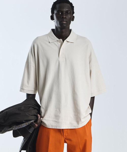handvaerk（ハンドバーク）の「handvaerk | コットンピケ ビッグポロシャツ MEN（ポロシャツ・メンズ・ライトグレー/チャコール/グリーン系その他・M/L）」の7枚目の写真