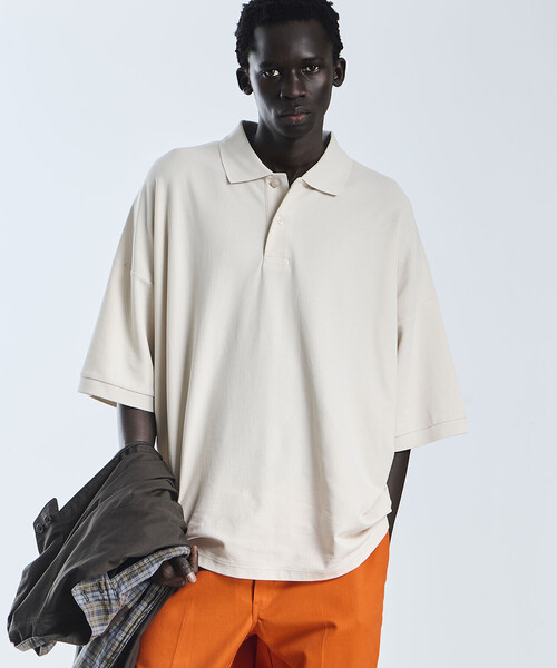handvaerk（ハンドバーク）の「handvaerk | コットンピケ ビッグポロシャツ MEN（ポロシャツ・メンズ・ライトグレー/チャコール/グリーン系その他・M/L）」の8枚目の写真