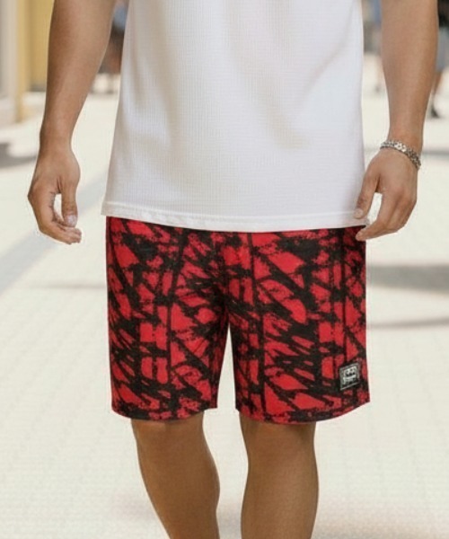 rip curl(リップカール)の「【RIPCURL(リップカール)】メンズボードショーツ/水陸両用 ウエストゴム バギーショーツ サーフトランクス リサイクル素材 メッシュポケット アブストラクト柄 速乾 春夏(水着・メンズ・ブラック/レッド系その他・SMALL/MEDIUM/LARGE)」の1枚目の写真