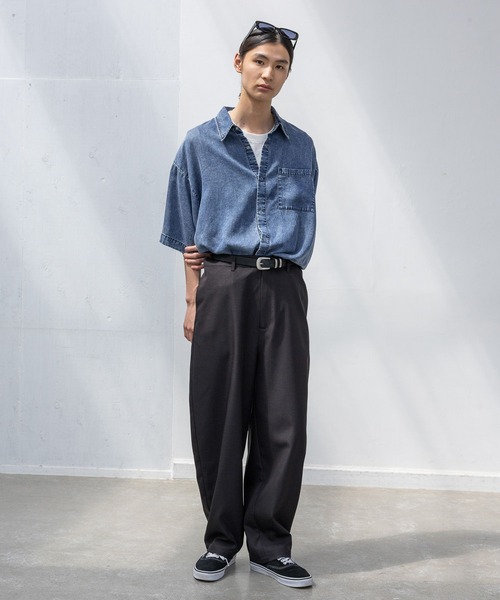 LAKOLE（ラコレ）の「リングドットデニム半袖シャツ / 662028（シャツ/ブラウス・メンズ・ブラック/ブルー・MEDIUM/LARGE）」の7枚目の写真