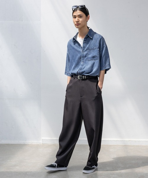 LAKOLE（ラコレ）の「リングドットデニム半袖シャツ / 662028（シャツ/ブラウス・メンズ・ブラック/ブルー・MEDIUM/LARGE）」の9枚目の写真