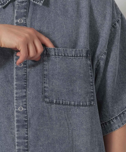 LAKOLE（ラコレ）の「リングドットデニム半袖シャツ / 662028（シャツ/ブラウス・メンズ・ブラック/ブルー・MEDIUM/LARGE）」の15枚目の写真