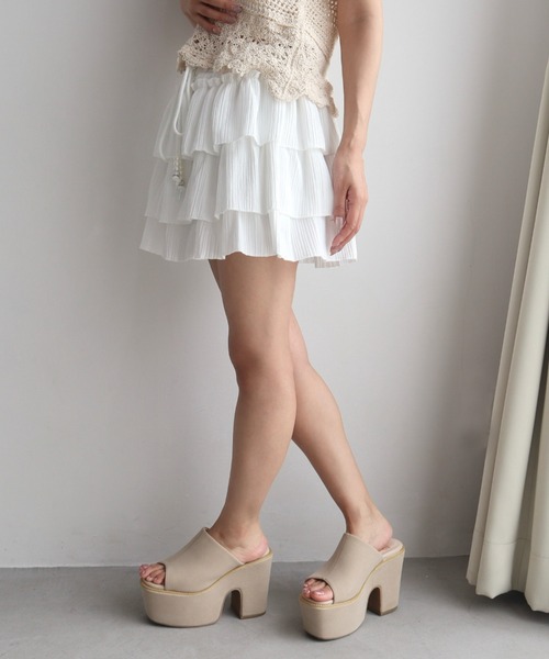 CECIL McBEE（セシルマクビー）の「プリーツ風フリルスカパン（スカート・レディース・アイボリー/ブラック/オフホワイト・MEDIUM）」の13枚目の写真