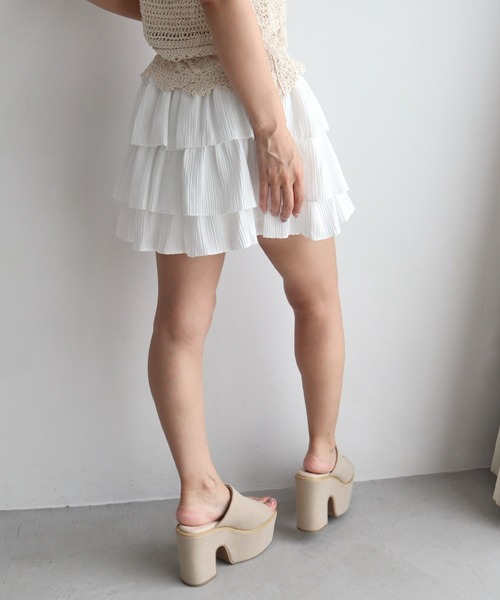 CECIL McBEE（セシルマクビー）の「プリーツ風フリルスカパン（スカート・レディース・アイボリー/ブラック/オフホワイト・MEDIUM）」の14枚目の写真