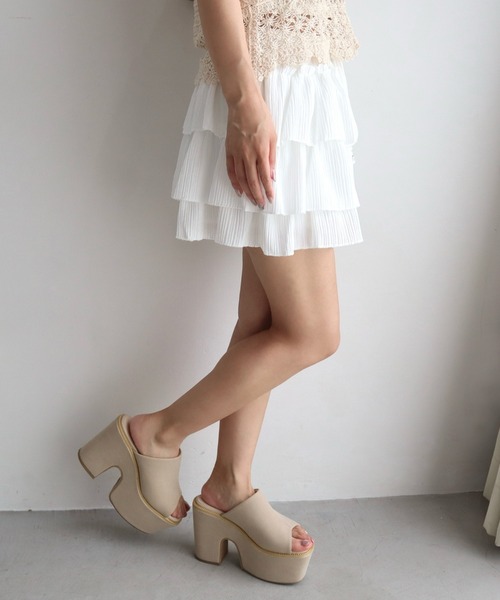 CECIL McBEE（セシルマクビー）の「プリーツ風フリルスカパン（スカート・レディース・アイボリー/ブラック/オフホワイト・MEDIUM）」の15枚目の写真