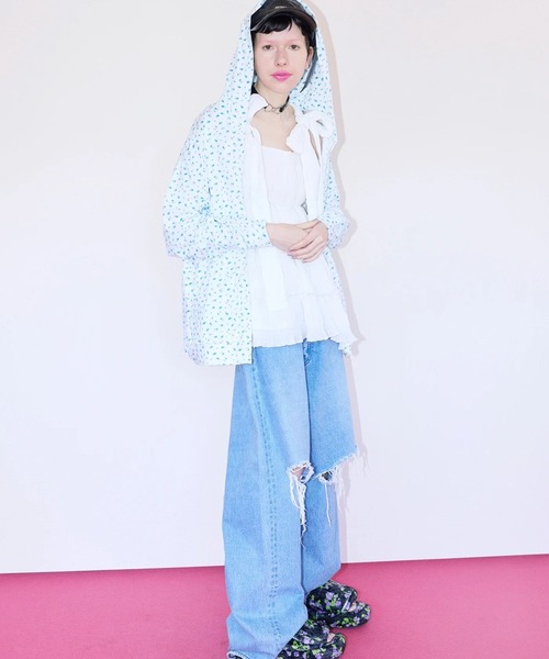 Little sunny bite(リトルサニーバイト)の「littlesunnybite/リトルサニーバイト/floral light hoodie(パーカー・レディース・ホワイト/ピンク/その他18・M/S)」の5枚目の写真