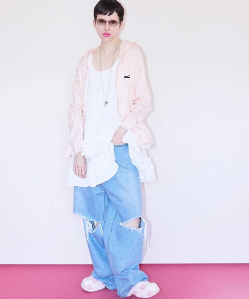 Little sunny bite(リトルサニーバイト)の「littlesunnybite/リトルサニーバイト/floral light hoodie(パーカー・レディース・ホワイト/ピンク/その他18・M/S)」の9枚目の写真