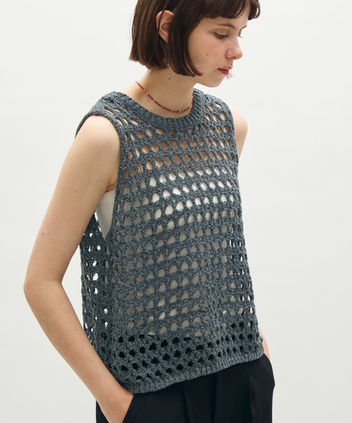 full/fill.(フルフィル)の「mesh slab knit vest / メッシュスラブニットベスト(ベスト・レディース・グレー/アイボリー・FREE)」の1枚目の写真