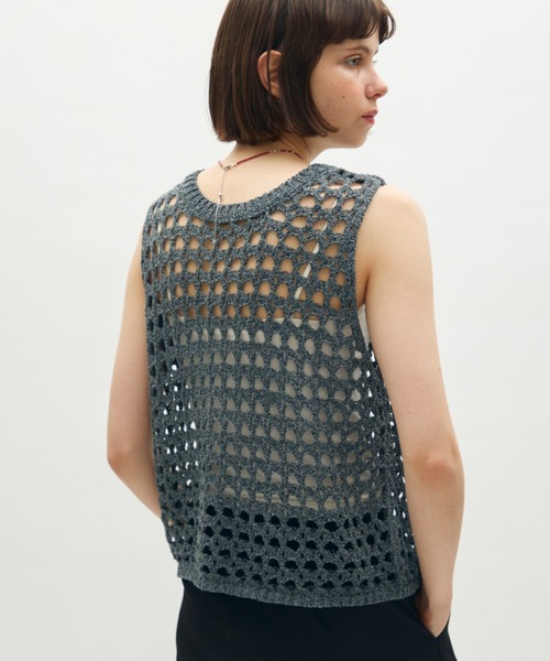 full/fill.(フルフィル)の「mesh slab knit vest / メッシュスラブニットベスト(ベスト・レディース・グレー/アイボリー・FREE)」の6枚目の写真