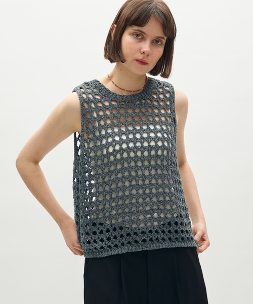 full/fill.(フルフィル)の「mesh slab knit vest / メッシュスラブニットベスト(ベスト・レディース・グレー/アイボリー・FREE)」の3枚目の写真