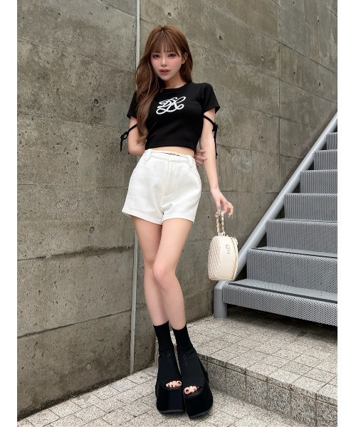 Darich(ダーリッチ)の「シグネチャーDRレースロゴカットトップス(Tシャツ/カットソー・レディース・ピンク/ホワイト/ブラック・FREE)」の10枚目の写真