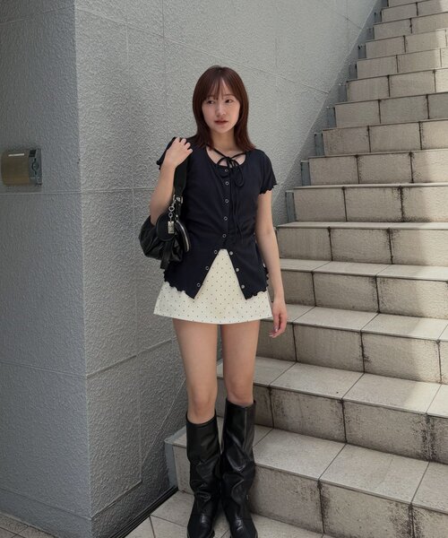 mline（エムライン）の「[mline]ベルト付きドットスカート（スカート・レディース・ブラック/グレー/オフホワイト・SMALL/MEDIUM/LARGE）」の11枚目の写真