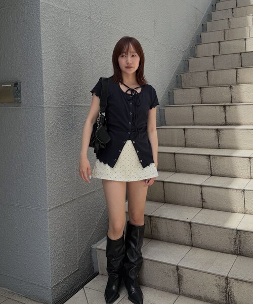 mline（エムライン）の「[mline]ベルト付きドットスカート（スカート・レディース・ブラック/グレー/オフホワイト・SMALL/MEDIUM/LARGE）」の12枚目の写真