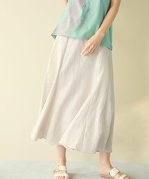 【EDITION掲載】【ウォッシャブル】シャイニーリネンフレアスカート