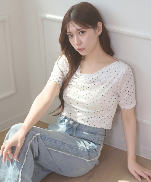 Ambre Neige(アンブルネージュ)の「assortment drape tops / アソートドレープトップス(Tシャツ/カットソー・レディース・ライトブルー/その他/アイボリー/ピンクベージュ・FREE)」の1枚目の写真