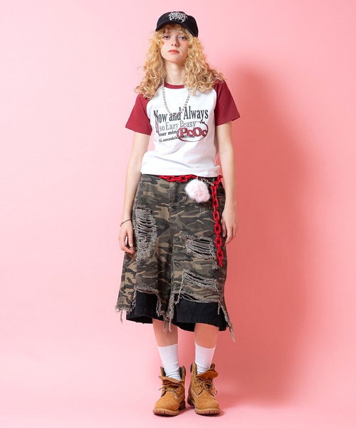 a.p.o.v.(エーピーオービー)の「a.p.o.v. クロップド丈ラグランY2KプリントTシャツ(レディース)(Tシャツ/カットソー・レディース・ブラック/ワイン/ネイビー・ONESIZE)」の5枚目の写真