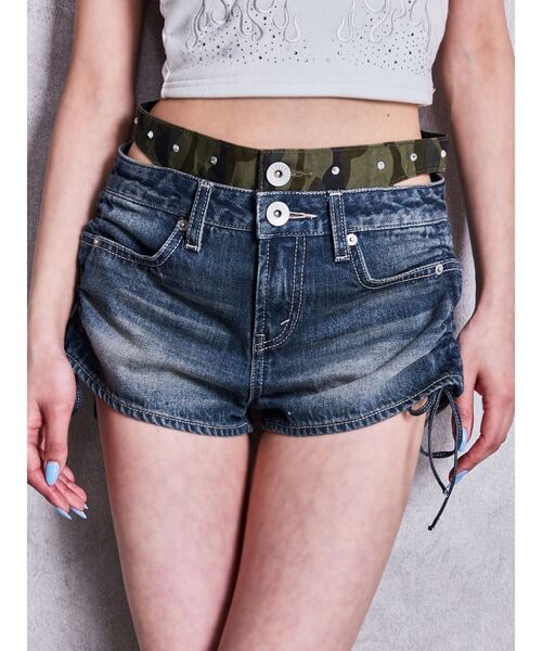 GYDA(ジェイダ)の「H/W camouflage レイヤードライクSPT(デニムパンツ・レディース・ブラック/ブルー・SMALL/MEDIUM)」の2枚目の写真