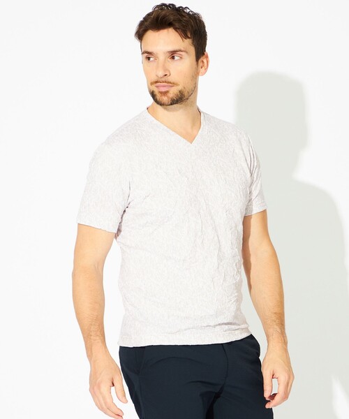 EPOCA UOMO(エポカウォモ)の「フラワージャカードワッシャーカットソー(Tシャツ/カットソー・メンズ・ライトグレー/チャコールグレー・46/48)」の1枚目の写真